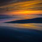 USA, New Jersey, Cape May National Seashore. Landscape with ocean and beach at sunset. Art Print